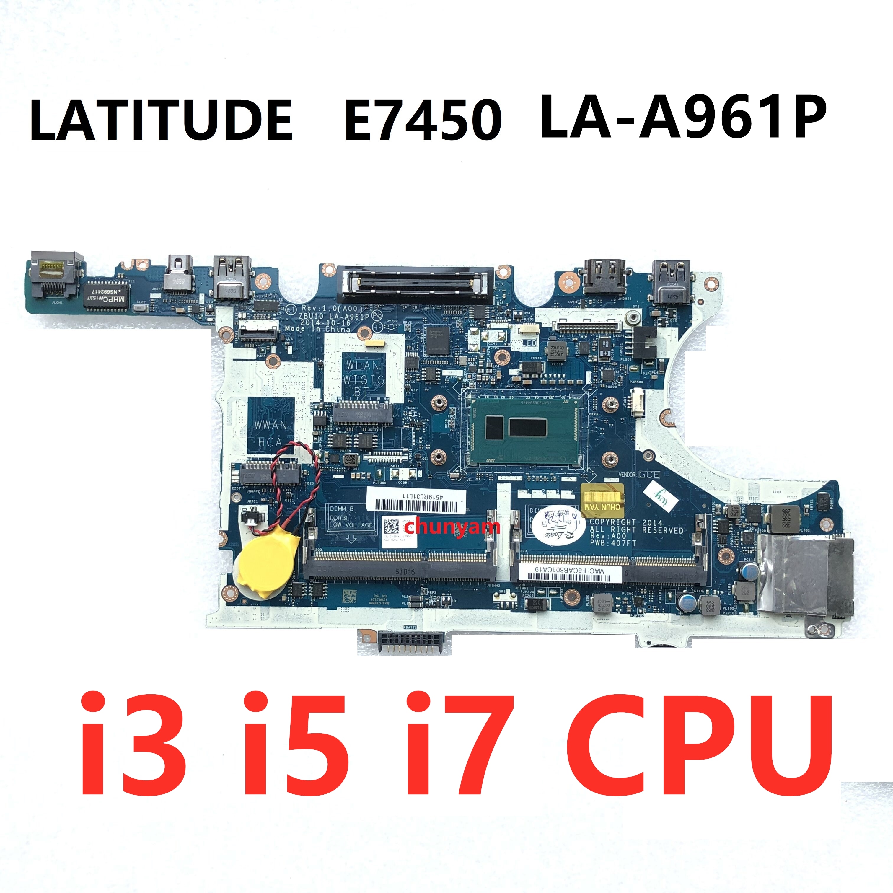ZBU10 dell Latitude E7450 7450 Ʈ   I3 I5 ..
